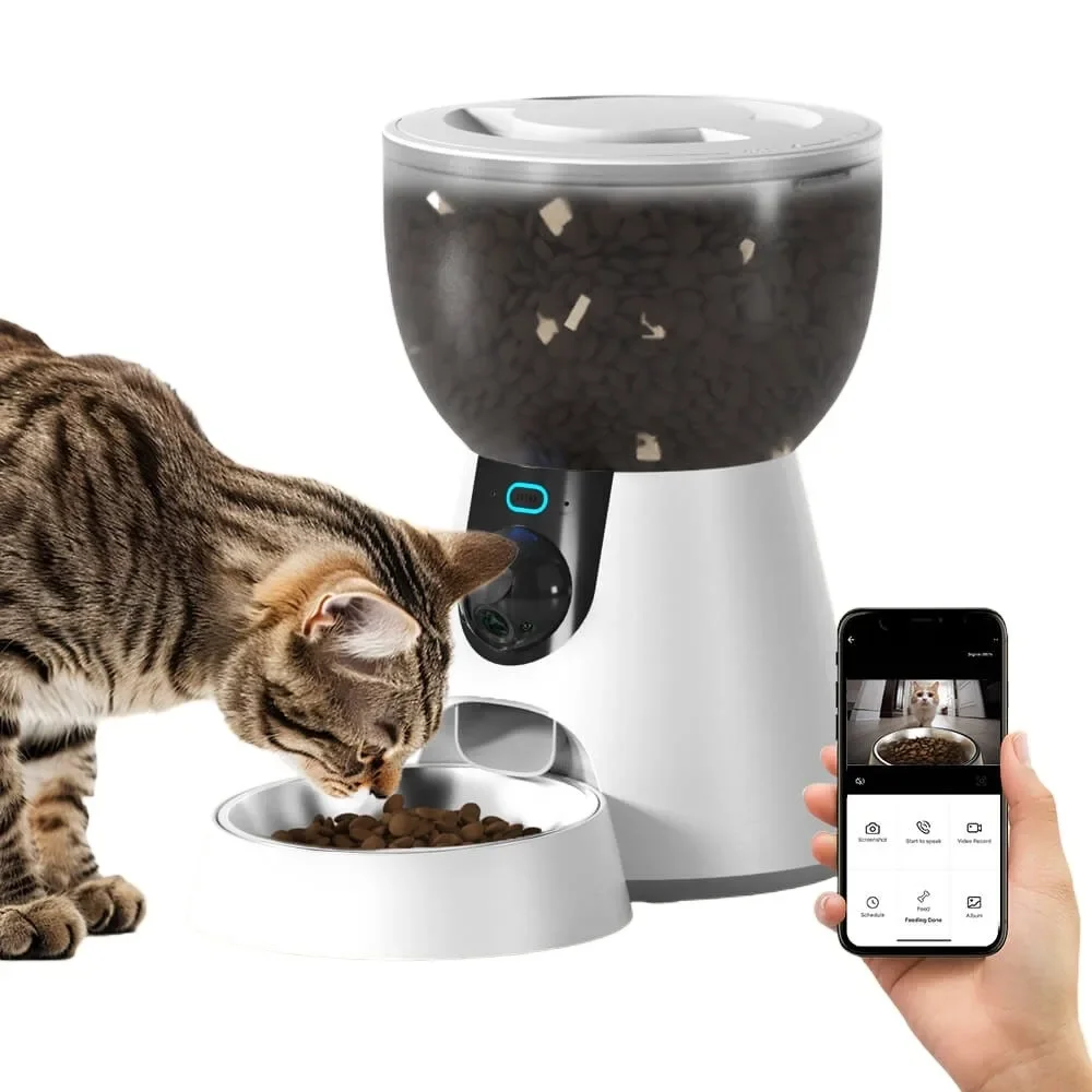 Petwant 4L Automatic Cat Feeder with Camera 3Million Pixels 1080P HD Video Night Vision Smart Cat Dog Food Dispenser Accessories