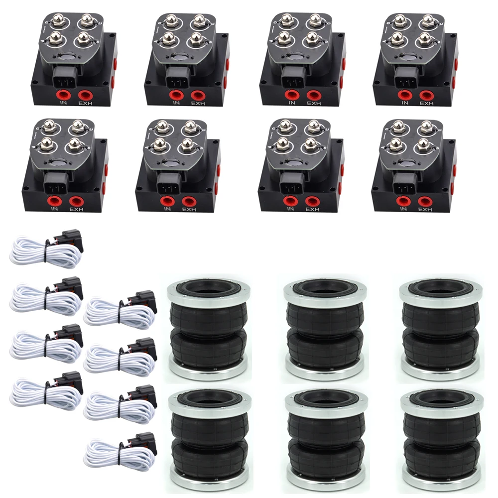 1kit Universal 8pcs 12v 200psi manifold valve with 6pcs 2S2300F airbag KIT For Air suspension system