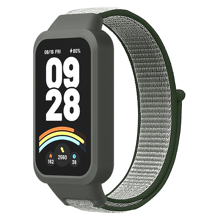 Nylon lusband voor Redmi Band 3 Ademende armband Polsband voor Xiaomi Mi Band 9 Actieve sporthorlogeband Correa met hoesje
