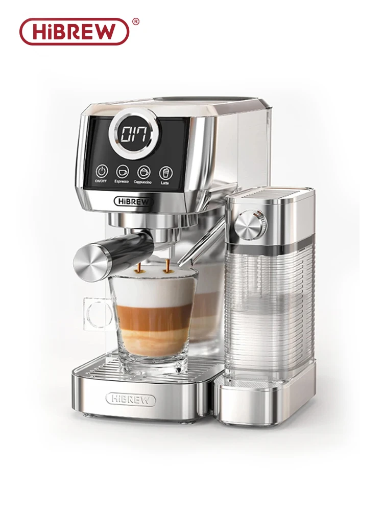 HiBREW-cafetera semiautomática 3 en 1, máquina de café expreso, capuchino, Latte, leche, espuma, café molido, acero inoxidable, H13A