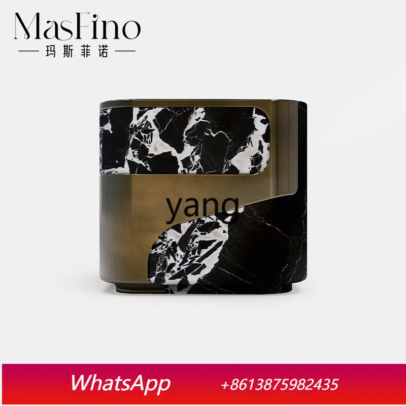 

LMM Modern Simple Marble Light Luxury Bedside Table Sofa Side Cabinet Creative Living Room Small Cabinet