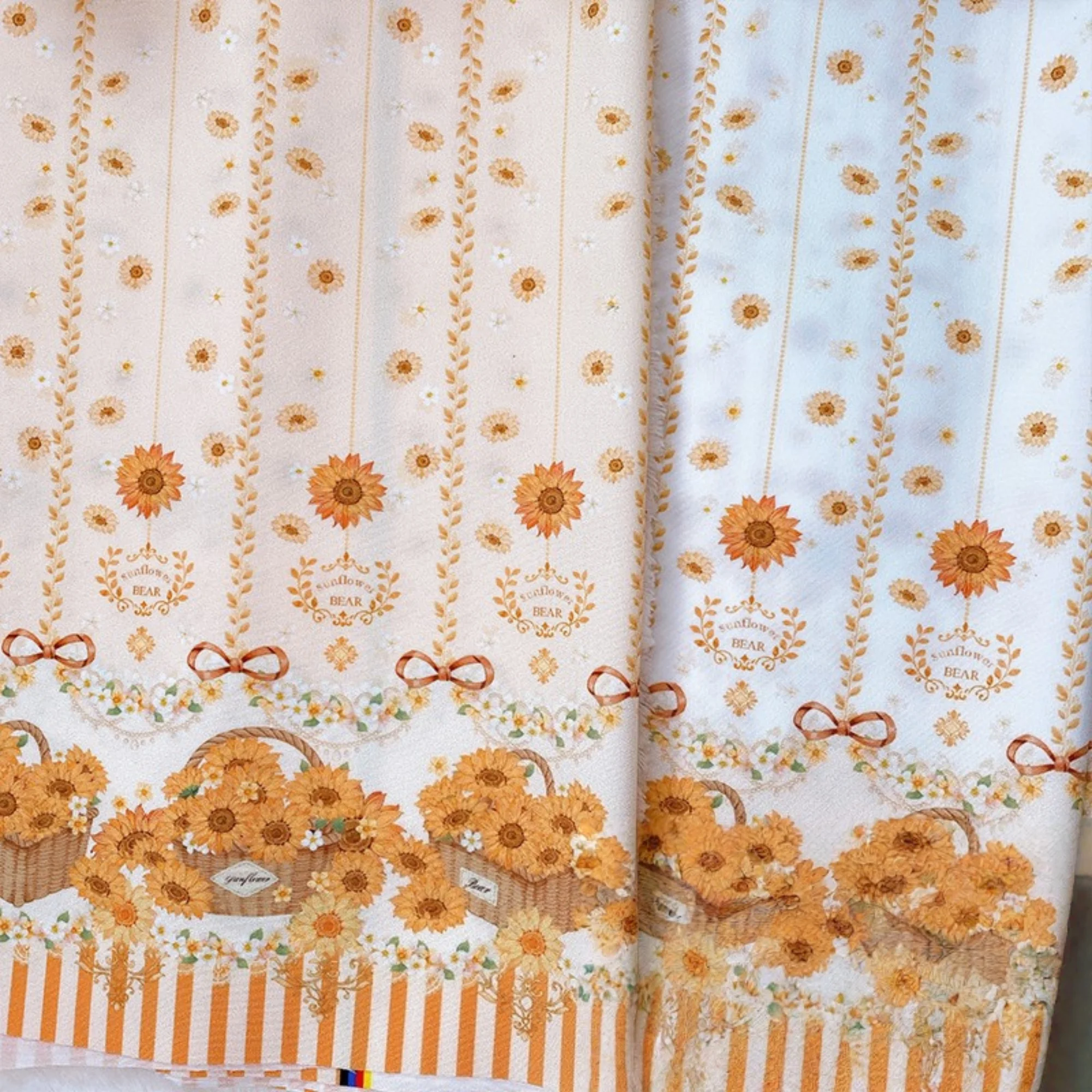 

25 см x 145 см пасторальная лесная ткань с принтом подсолнечника в стиле Лолиты, для DIY Ruskirt, для платья в стиле каваи, для кукольного изготовления