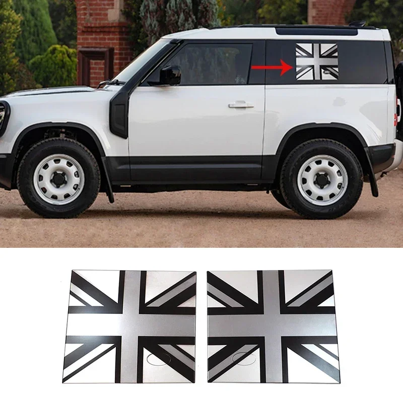 2Pcs Adhesive Panels Non-Destructive Rear Window Trim Beige Flag Trim Panels For Land Rover Defender 90 110 130 2020-2022