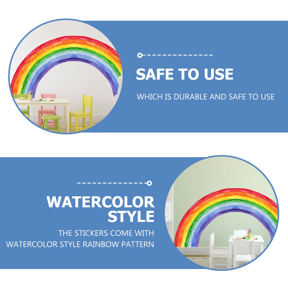 

1 set Rainbow Wall Sticker Watercolor Decal for Living Room Kids Decor Easy Remove Safe Practical Indoor Ornament Home