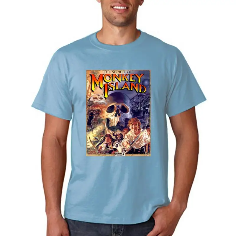 the Secret of Monkey Island Arcade 1990 Men's T-Shirt Custom Hand-Painted Design Retro Video Game Themed Clothing