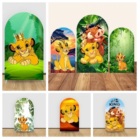 Simba The Lion King Arch Backdrop Banner Elastic Fabric for Baby's First Birthday Party Photo Studio Background Wall Decoration