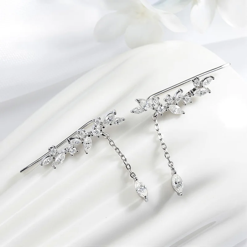 Smyoue Tassel Flowers All Moissanite Drop Earrings for Women Pass Diamond Test Dainty Bridal Jewelry 100% Real Sterling Silver