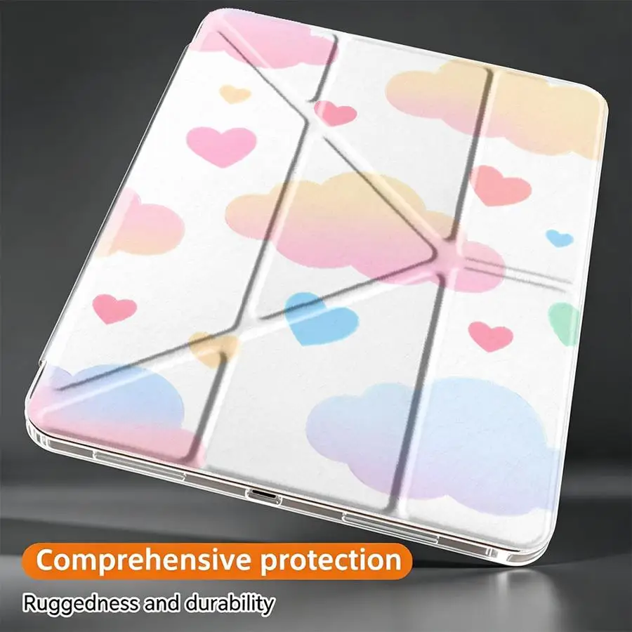 Tablet Case For iPad 11th Mini 7 6 5 Pro 13 2025 2026 Air 8 M2 M3 3 9th 10th Gen 12th With Pen Slot Cover Soft Gradient Cloud