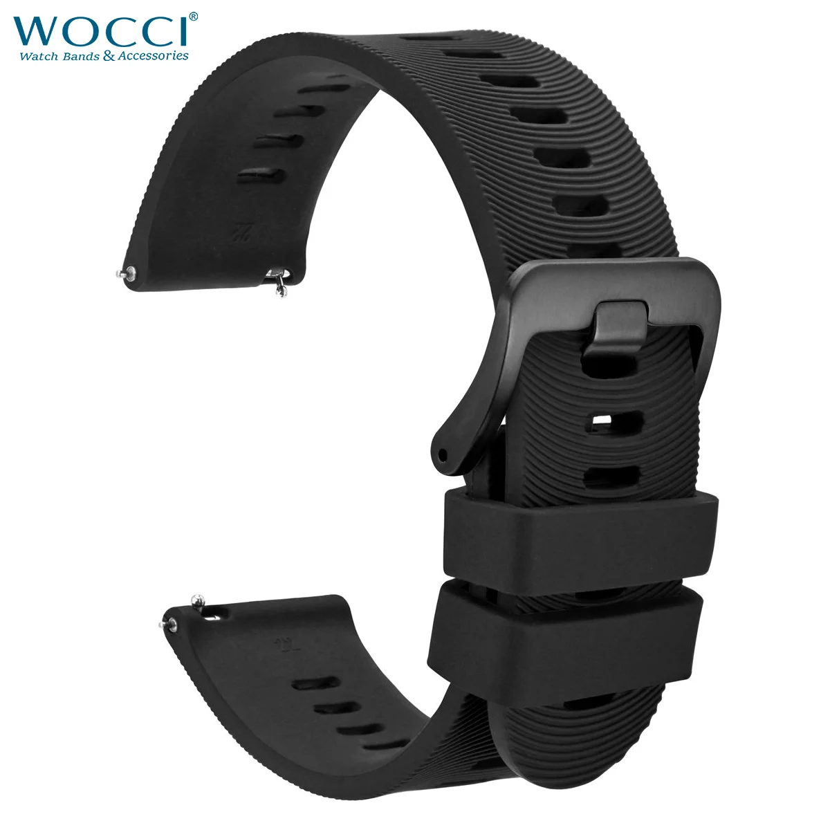 WOCCI Washable Silicone Watch Strap,Arch Design,18mm 20mm 22mm Replacement Bracelet,for Smartwatch,Quick Release,Multiple Colors