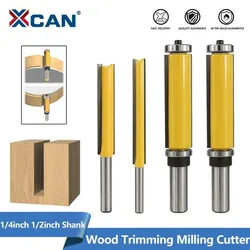 Wood Router Bit 1/4inch 1/2inch Shank Straight Knife Flush Trim Router Bit For Wood Trimming Milling Cutter Woodworking Tool