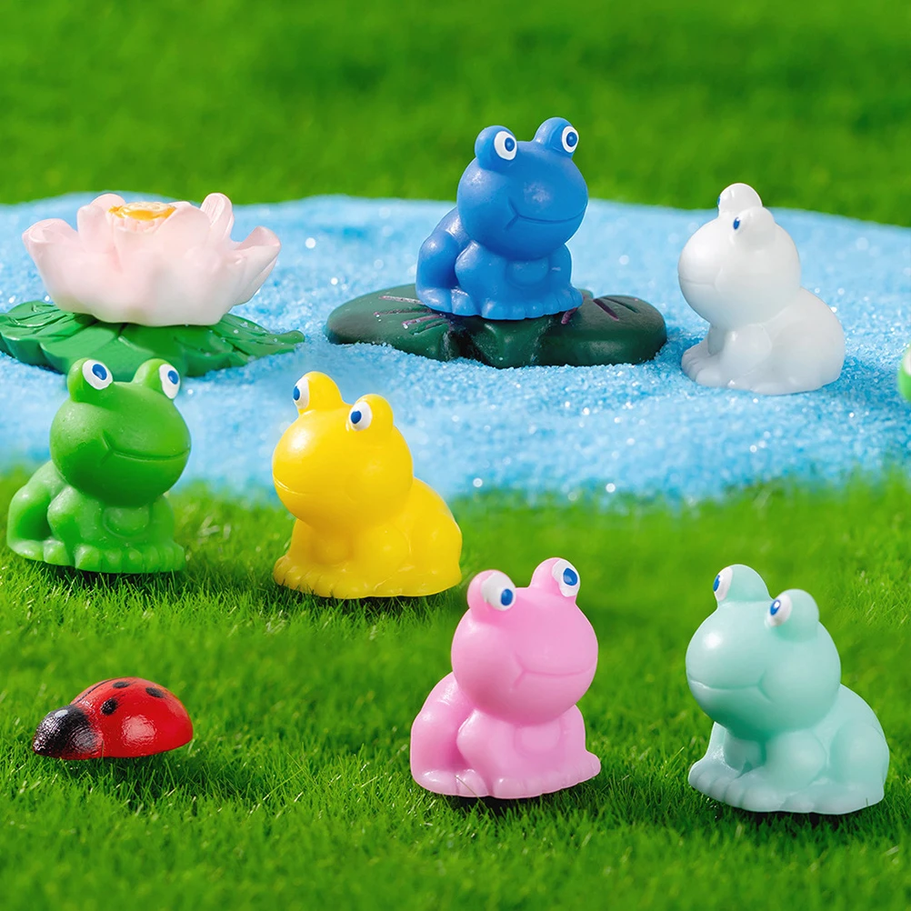 

14Pcs Miniature Frog Statues Resin Craft Mini Garden Animal Decoration Micro Landscape Ornament Desktop Tiny Frog Figures