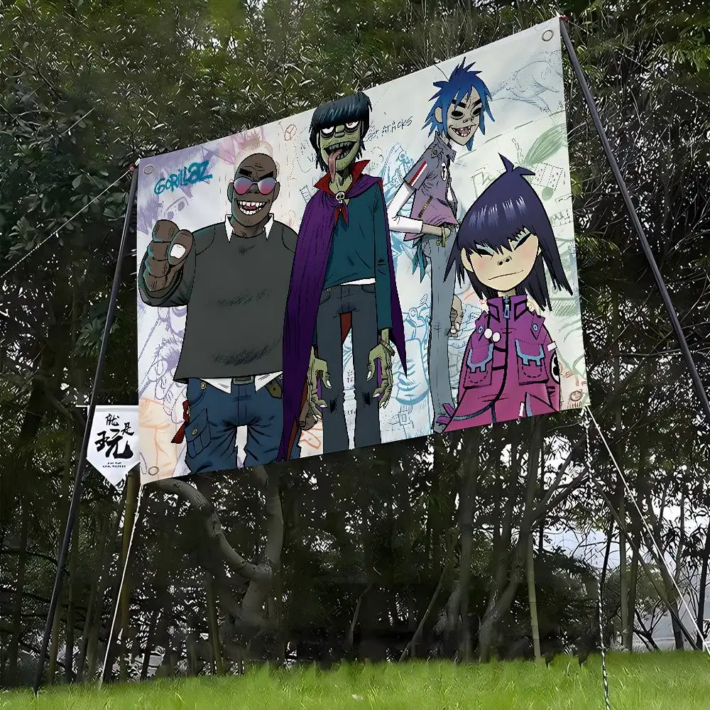 Music Cool Band G-Gorillaz Printed Large Flag Art Science Fiction Room Home Decor Decor Banner