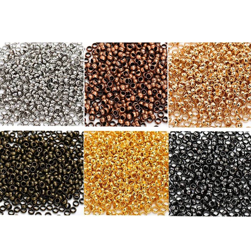 500/Lot Ende Perlen Silber Gold Überzogene 1.5/2/2.5/3/3.5/4mm Dia Crimp Perlen Legierung Perlen Für Schmuck Machen Schmuck DIY Finding – Detail 1