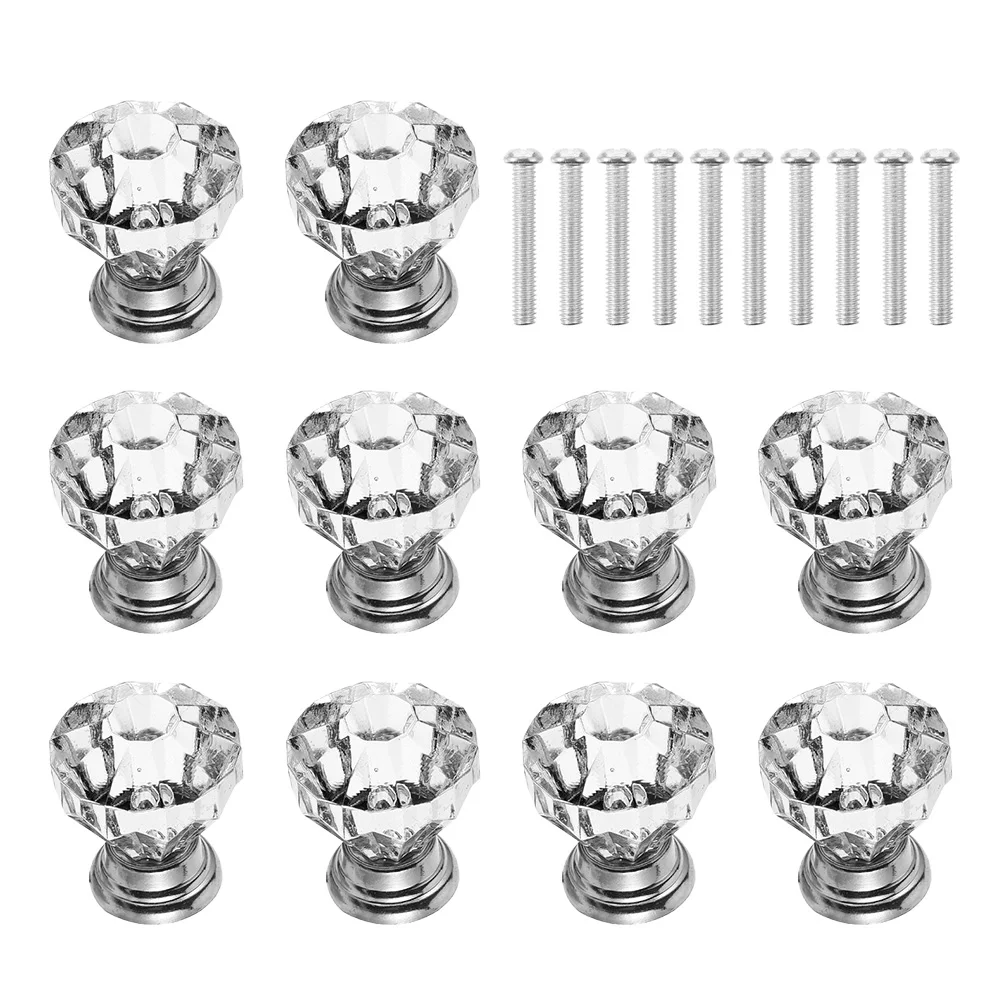 

10Pcs Crystal Acrylic Door Knobs Delicate Round Cabinet Handle Drawer Hardware Home Decor Parts Crystal Knobs Cabinet Handle