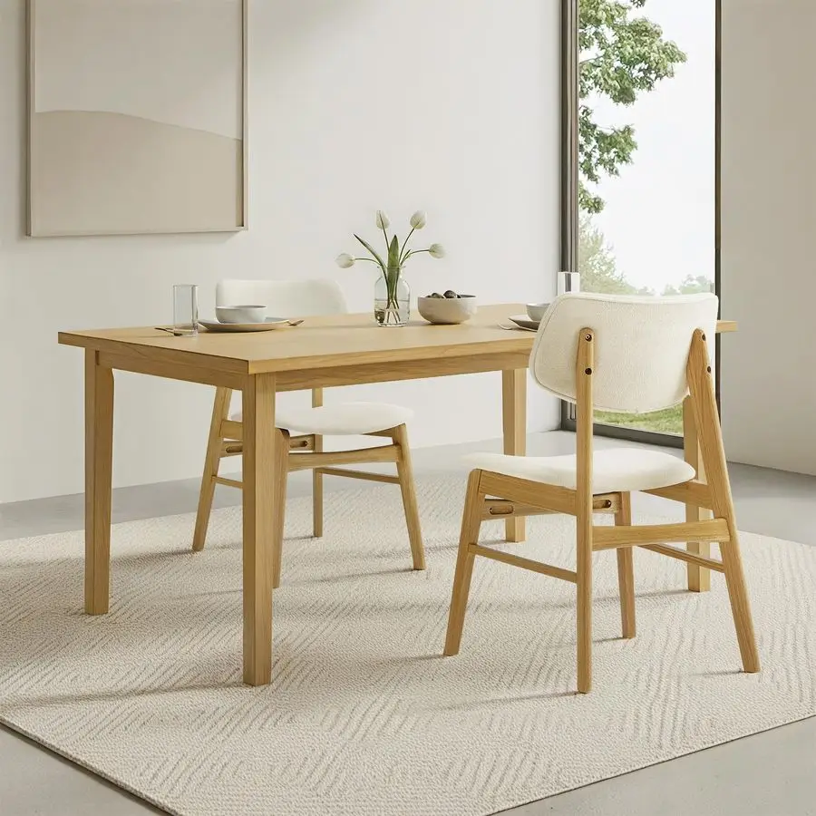 

Dining Chairs Set of 2, Upholstered Modern Dining Room Chairs, Solid Oak Wood Kitchen Chairs with Soft Cushion Backrest for Farm