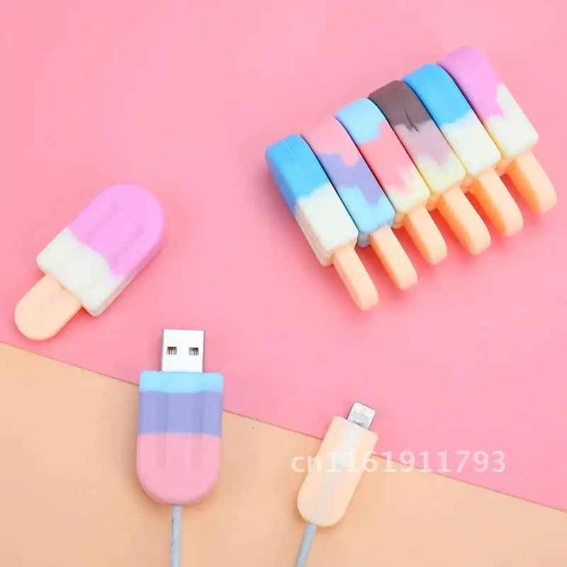 Silicone Cute Ice Cream Cable Organizer For Iphone Cable Protector De Cabo USB Chager Wire Holder For Android TYPE-C Cable