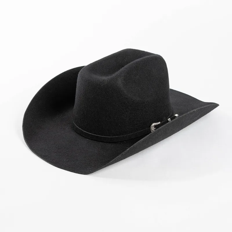 

Autumn and winter new fashion belt buckle, wool woolen edge wide brim jazz hat