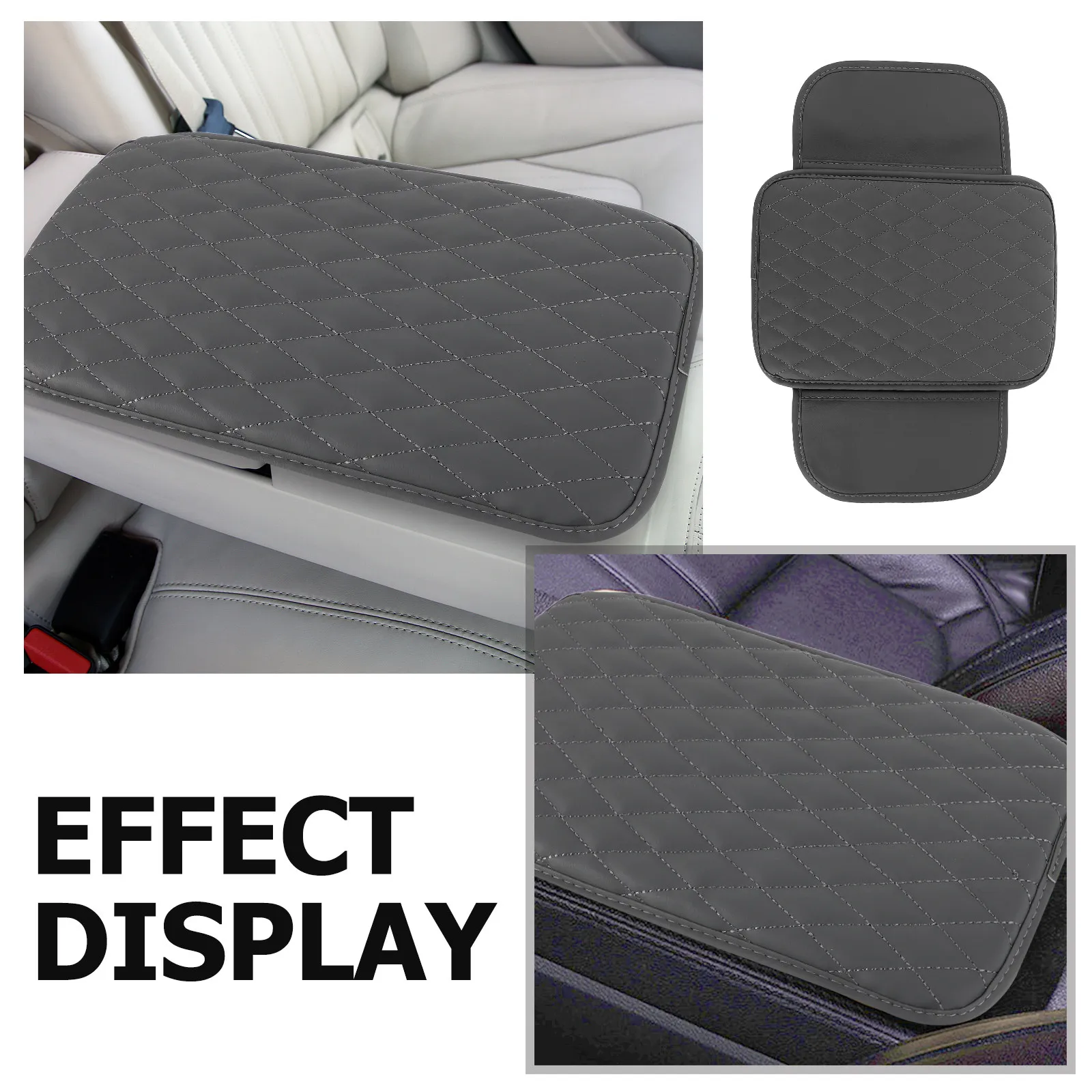 Car Armrest Pad Universal Center Console Cushion PU Material Height Enhancement Storage Compartment Anti-Slip Design Car
