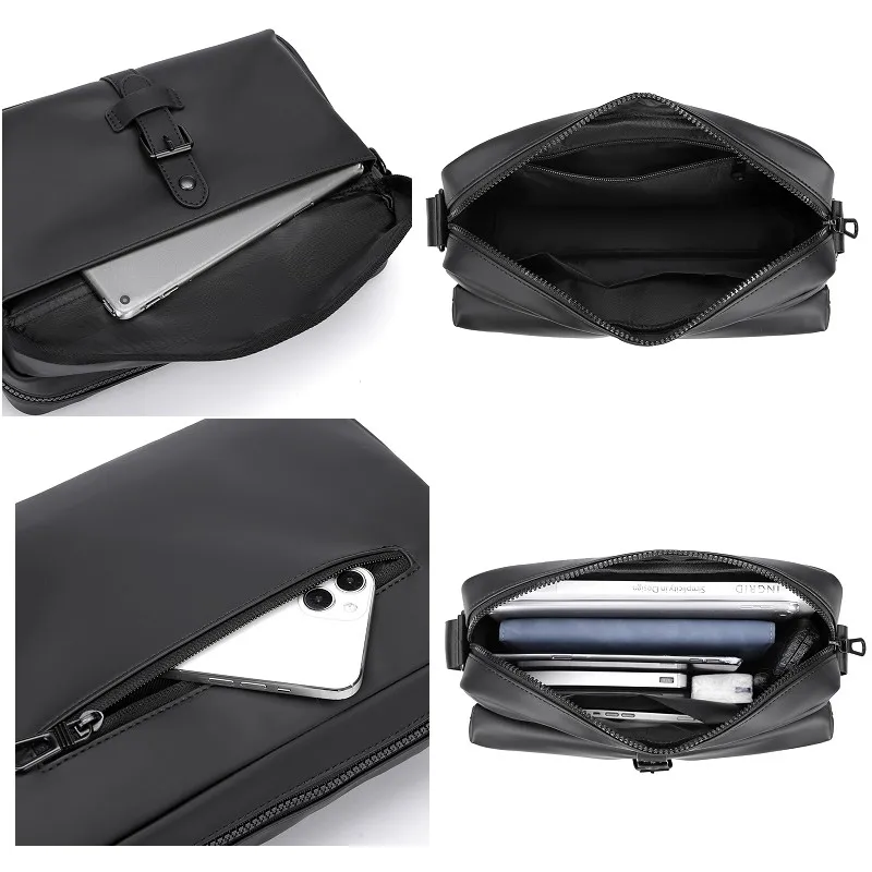 Unisex crossbody bag men women featuring a suspender waist bags classic black