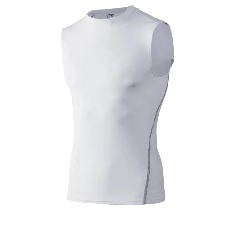 Ropa de gimnasio para hombre, camiseta sin mangas deportiva para Fitness, chaleco de secado rápido, ropa deportiva para entrenamiento, correr, Tops, Camiseta deportiva con cuello redondo