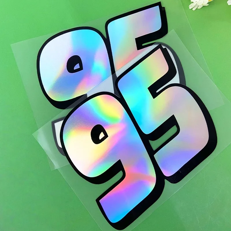 1 Buah Stiker Holografik Angka 95 untuk Mobil dan Motor, Stiker Keren untuk Bodi Kendaraan, Stiker Numerik Khas untuk Kendaraan