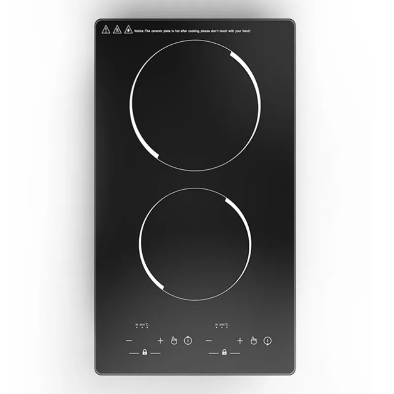 Commercial  12 Inch Induction Cooktop 2 Burners 3400W  Built-in Double Electric Stove Hardwired Countertop Cooker Without Plug