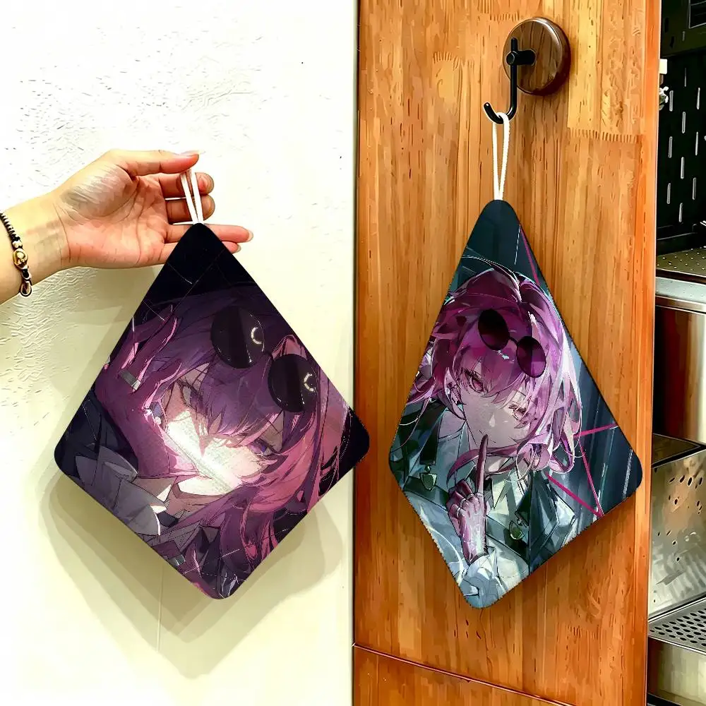 Anime Honkai Star Rail Kafka Cartoon Thickened Polyester Cotton Hanging Towel, High Absorbent Hand Wiping Towel for Indoor Use