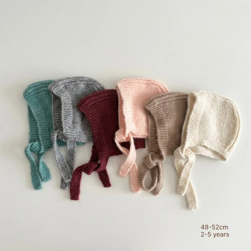 Kids Winter Hat 48-52cm 1-5Y  Knitted Beanie Windproof Warm Thick Solid Color Cute Baby Toddler Boy Girl Ear Flap Cap Cold Proof