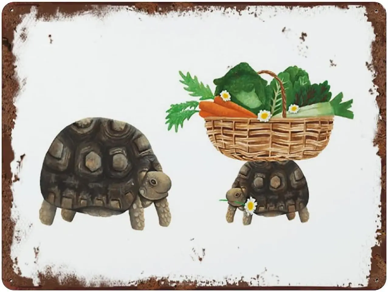 UOAIUDT Vintage Garden Tortoise Metal Plaque Poster Retro Metal Tin Sign Plaque Wall Decor Gift For Bathroom Restaurant Farm Bed