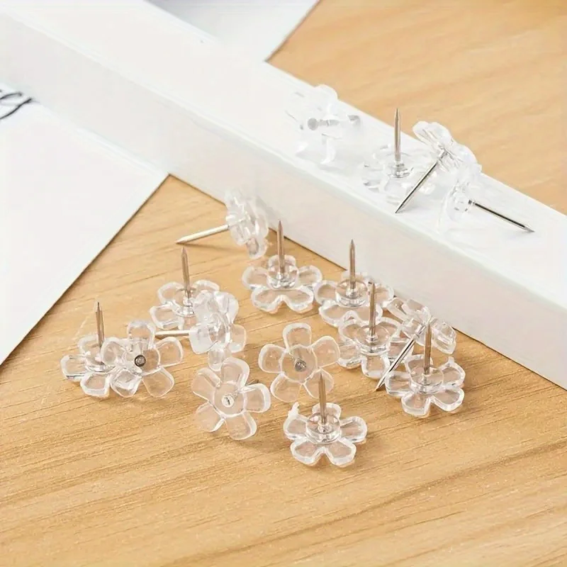 

Transparent Flower Push Pin Display Fixed Nail Plastic Head Steel Tip Wall Push Pin Cork Board Nail Message Board