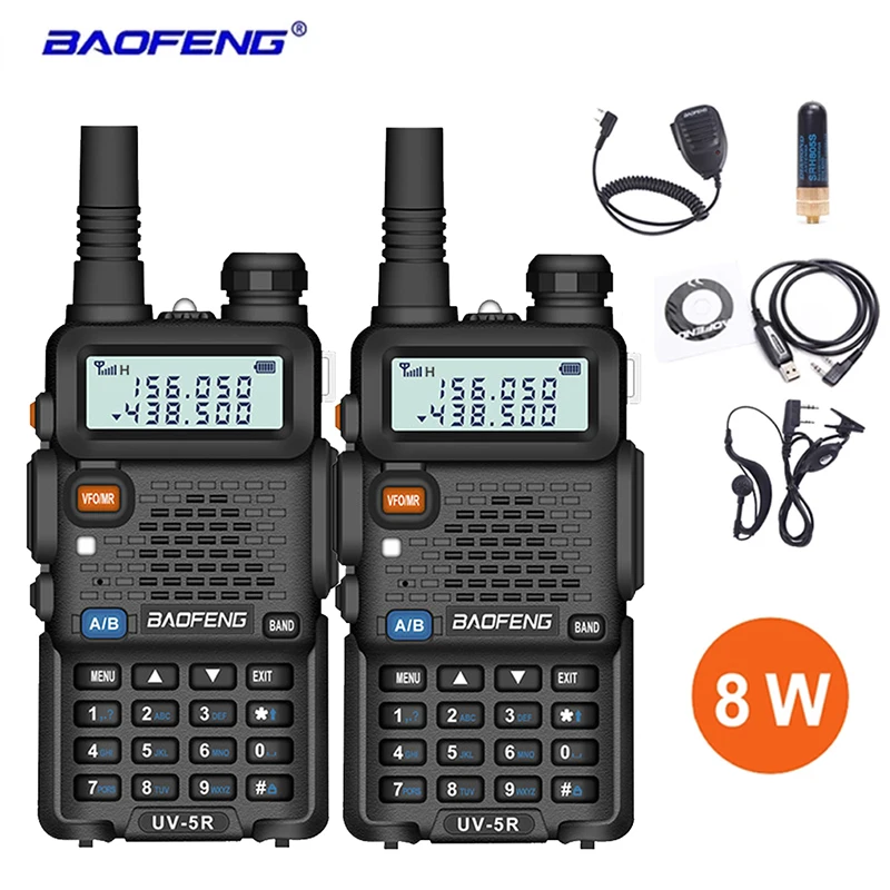 

2PCS Baofeng UV5R 8W High Powerful Walkie Talkie 8 Watts CB Ham Portable comunicador Radio Two Way Radio 10km Long Range Pofung