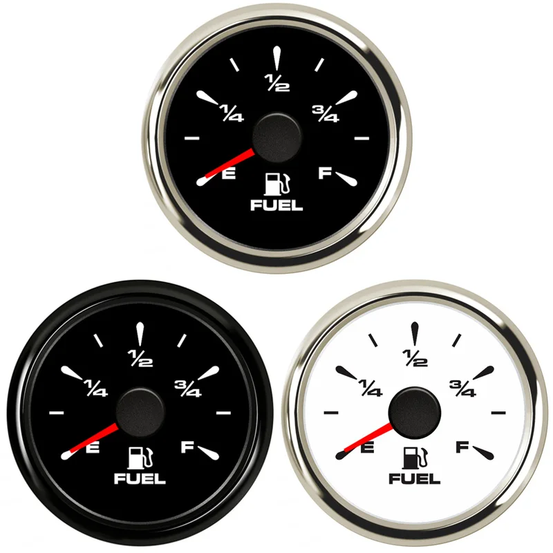 52mm Auto White Fuel Gauges 0-190ohm 10-180ohm Boat Fuel Level Meters 240-33ohm with 8 Kinds Backlight Color 9-32v