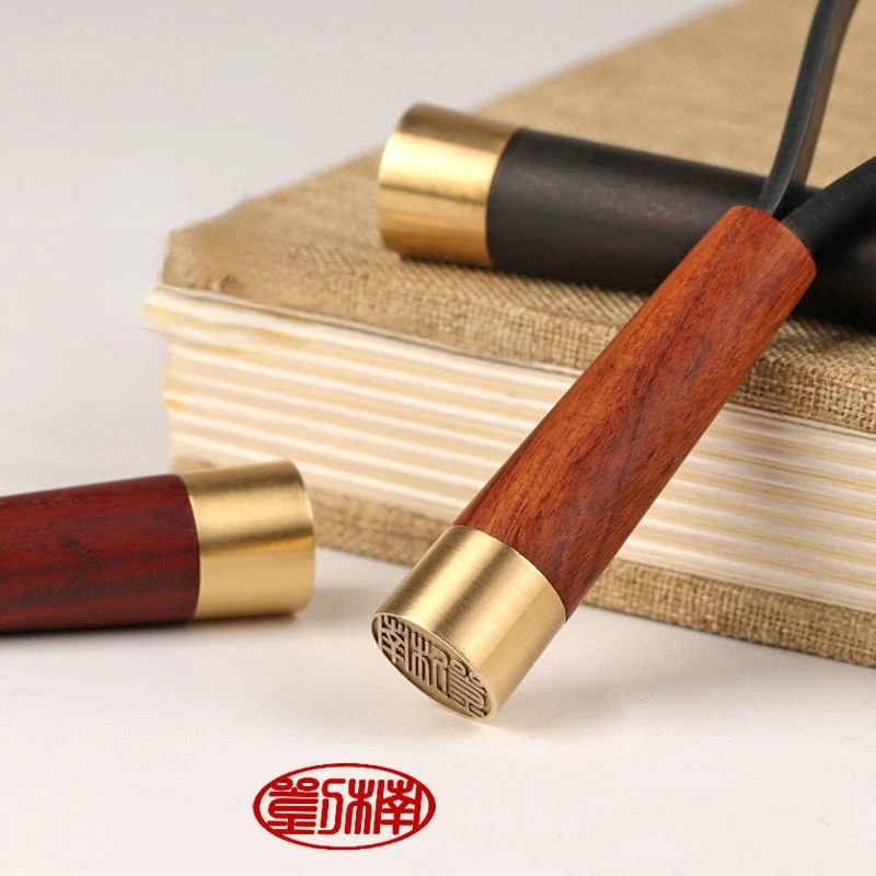 Wooden Brass Customize Seal Small Portable Personal Name Stamp Chinese Calligraphy Painting Artwork Seal Sandalwood Brass Stamps