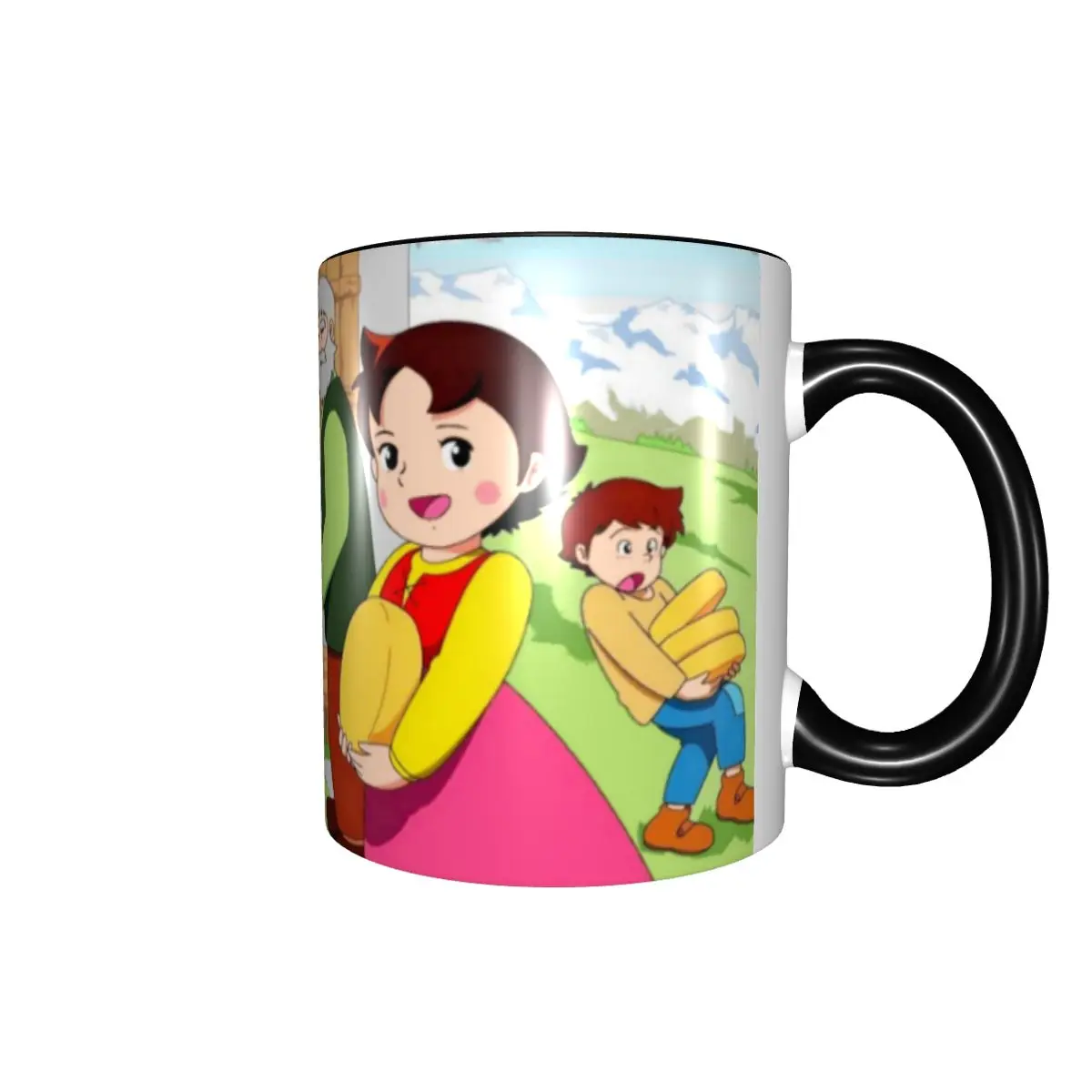 DIY Heidis With Peter Help Her Grandfather Ceramic Mug Snow Alps Mountain Coffee Cup Creative Gift