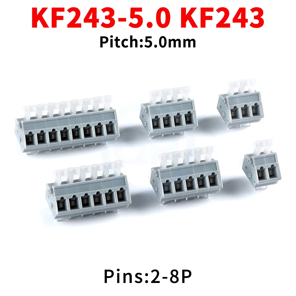 (5 Pcs) KF243 5.0mm 2P 3P 4P 6P Double Row Straight Plug 300V / 15A Spring Loaded PCB Terminal Block DA243 DG243 - 5.0 2~8Pin