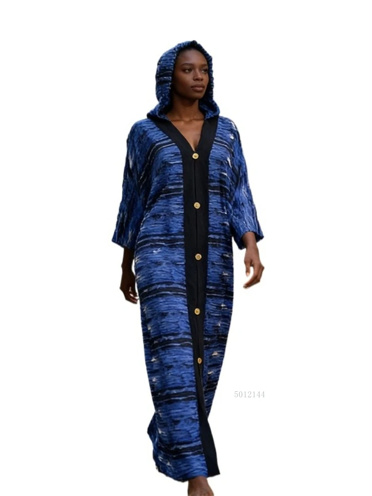 

2026 Новое длинное платье с принтом, темпераментный кардиган с длинными рукавами, платье большого размера, африканское женское платье + платок