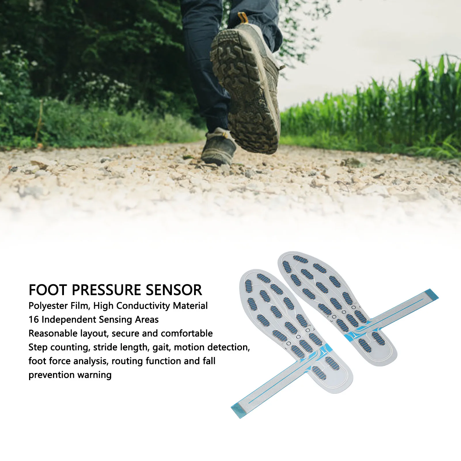 

Foot Pressure Sensor Sensing Mat Pressure Sensor 1 Pair High Accuracy 16 Sensing Areas Reasonable Layout for Motion Detection