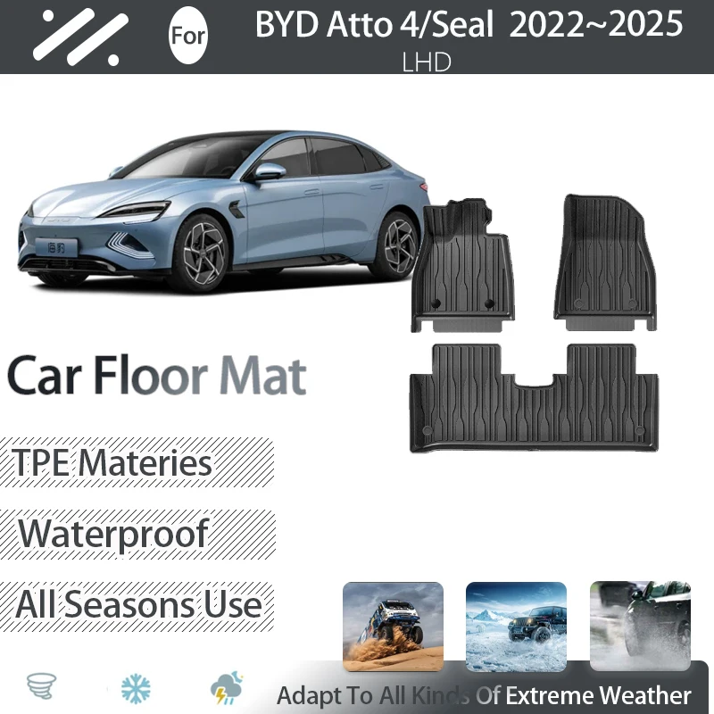 

Car Floor Mats For BYD Atto 4 Seal 2025 2024 2023 2022 Dirt-dirty Pads Foot Carpet Floor Cover LHD Full Set Mud Auto Accessories