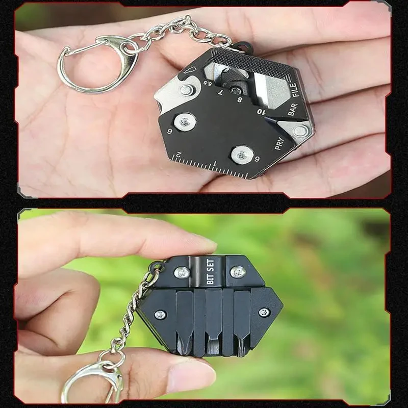 Multifunktionales Sechseck-Münzwerkzeug für den Außenbereich, EDC-Werkzeug, klappbares Münzmesser, Schlüsselanhänger, Schraubendreher, Taschenwerkzeug, Mini-Klappwerkzeug – Detail 4