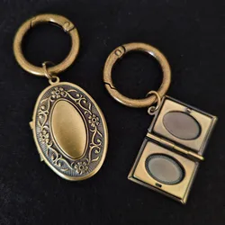 Retro Photo box Pendant Keychain Save Love Keyring Accessories Oval /Square Locket Key Chains