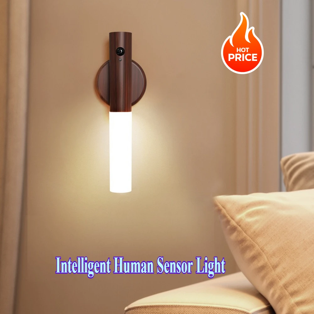 

Rechargeable Led Light 1pc Intelligent Human Body Sensing Night Light Decorative Lights For Home Bedside Lamps Room Decor Lamp