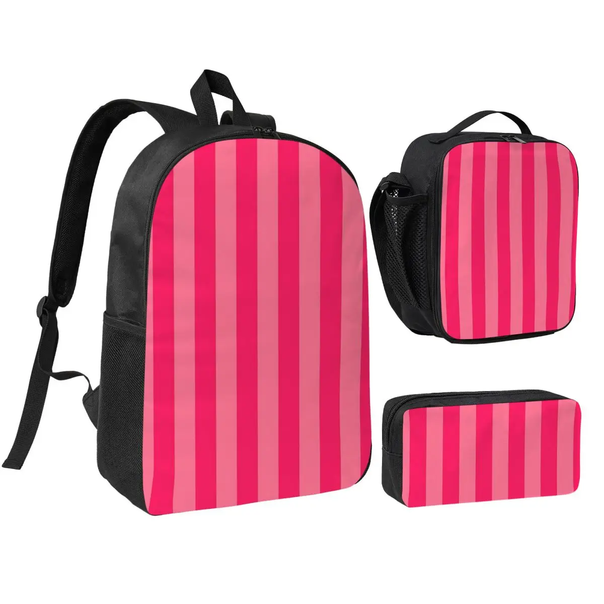 

Bold Vivid Vetical Stripped Pattern Backpack Student BookBag School Bag Shoulder Bags 3ps Insulated Lunch Bag Pencil Case