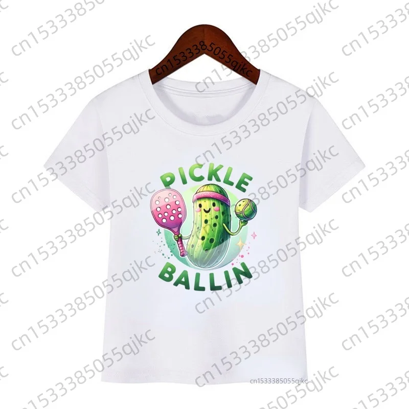 

Children's pickle ballin T-shirt made of soft and elastic fabric, fashionable design, clothing top