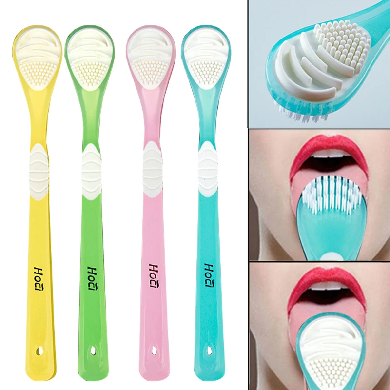 New Soft Silicone Tongue Scraper Double Side Tongue Cleaning Brush Fresh Breath Mouth Cleaning Tool Oral Hygiene Supplies