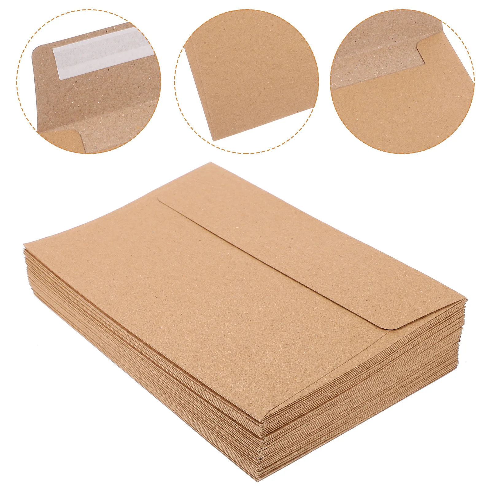 50 Pcs Card Envelopes Kraft Paper Greeting Cards Wrapping Invitation Self Seal Blank