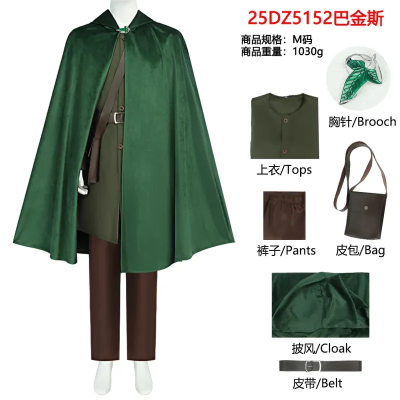Fancy Dress Elf Bilbo Cosplay For Men Clothing Green Cloak Movie Lorded Rings Costume Adult Man Fantasia Party Outfitsa;3,v'5.t;