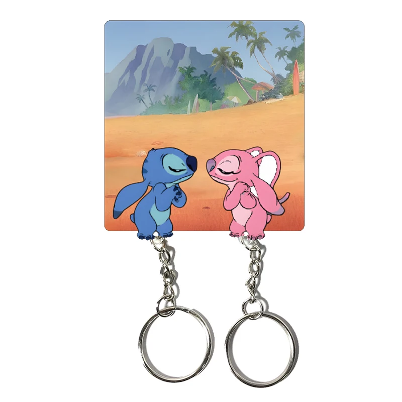 Keychain Hanger Couple Wall Key Holder Cartoon Anti-Lost Key Hook Home Decor Key Ring Pendant Acrylic Refrigerator Sticker Gift