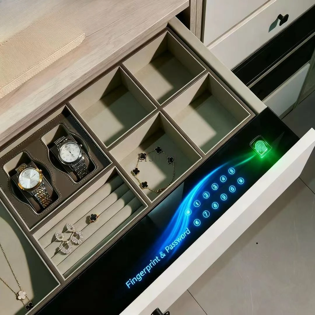 خزانة ملابس ذات أدراج ذكية آمنة لبصمات الأصابع الكهربائية بتصميم مخفي للمنزل الحديث