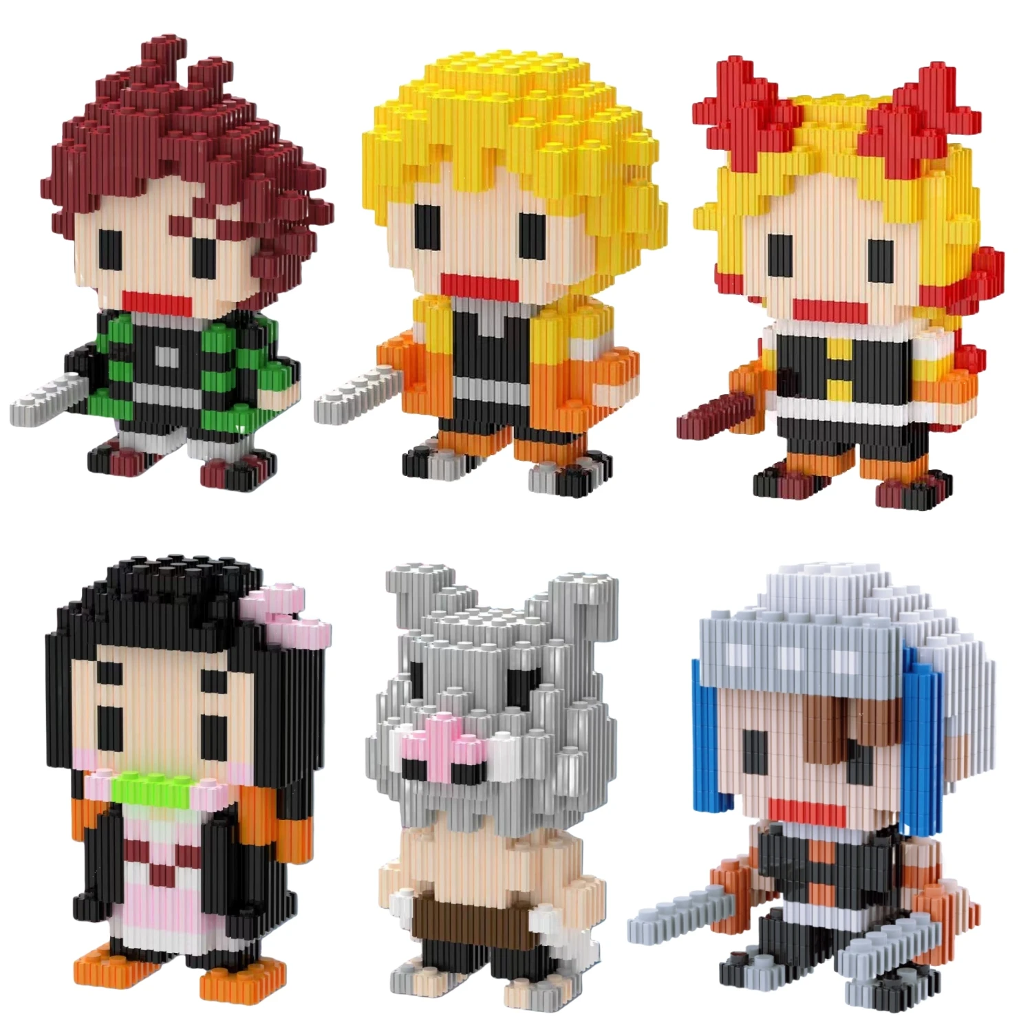 6 cm hohe Partikelbausteine, Montagespielzeug, Mini-Desktop-Ornamente, Raumdekoration, Halloween, Weihnachten, Anime, Cartoon, Kawaii