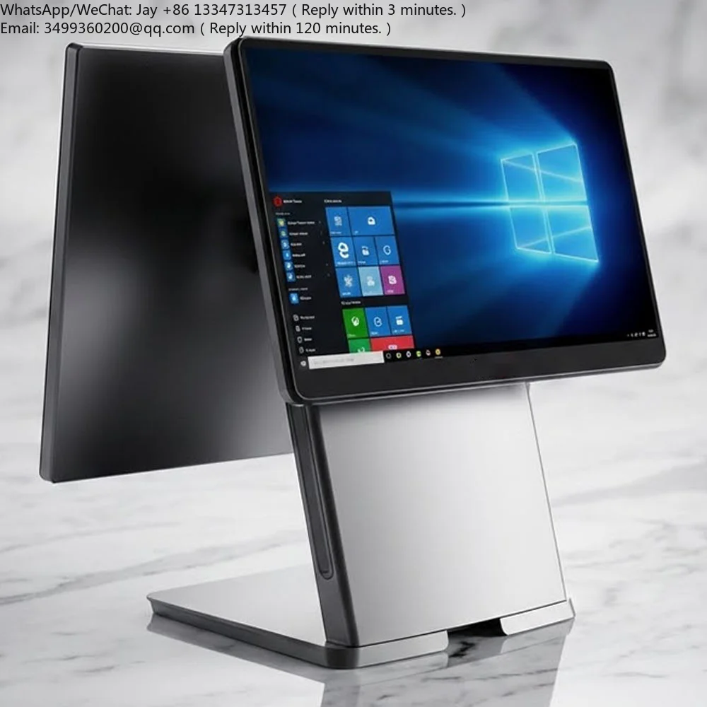 

TCOLOR Aluminum 15.6 Inch Dual Screen POS Cash Register Sales All-in-one POS End Point Cash Register Pos Systems for Retail Shop